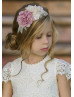 Cap Sleeve Ivory Lace Tulle Keyhole Back Flower Girl Dress